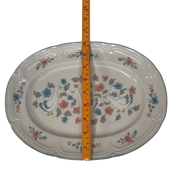 Country Classics by Action 1988 Goose Floral Oval Serving Platter 12” Japan Farm - Picture 3 of 5